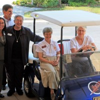 Left to right: Golf Coach Martin Park, President Noreen Carrocci, Vic Trilli, Sister Charlotte Rohrbach, Sister Nylas, Sister Marsha