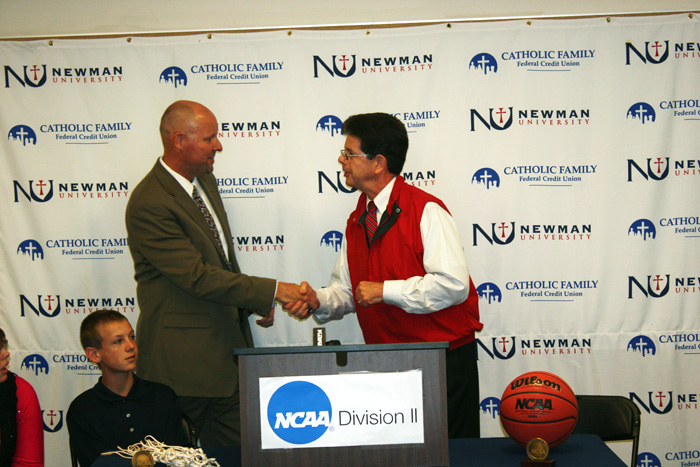 Head Women's Basketball Coach Darin Spence (left) shown with Director of Athletics Vic Trilli (right).