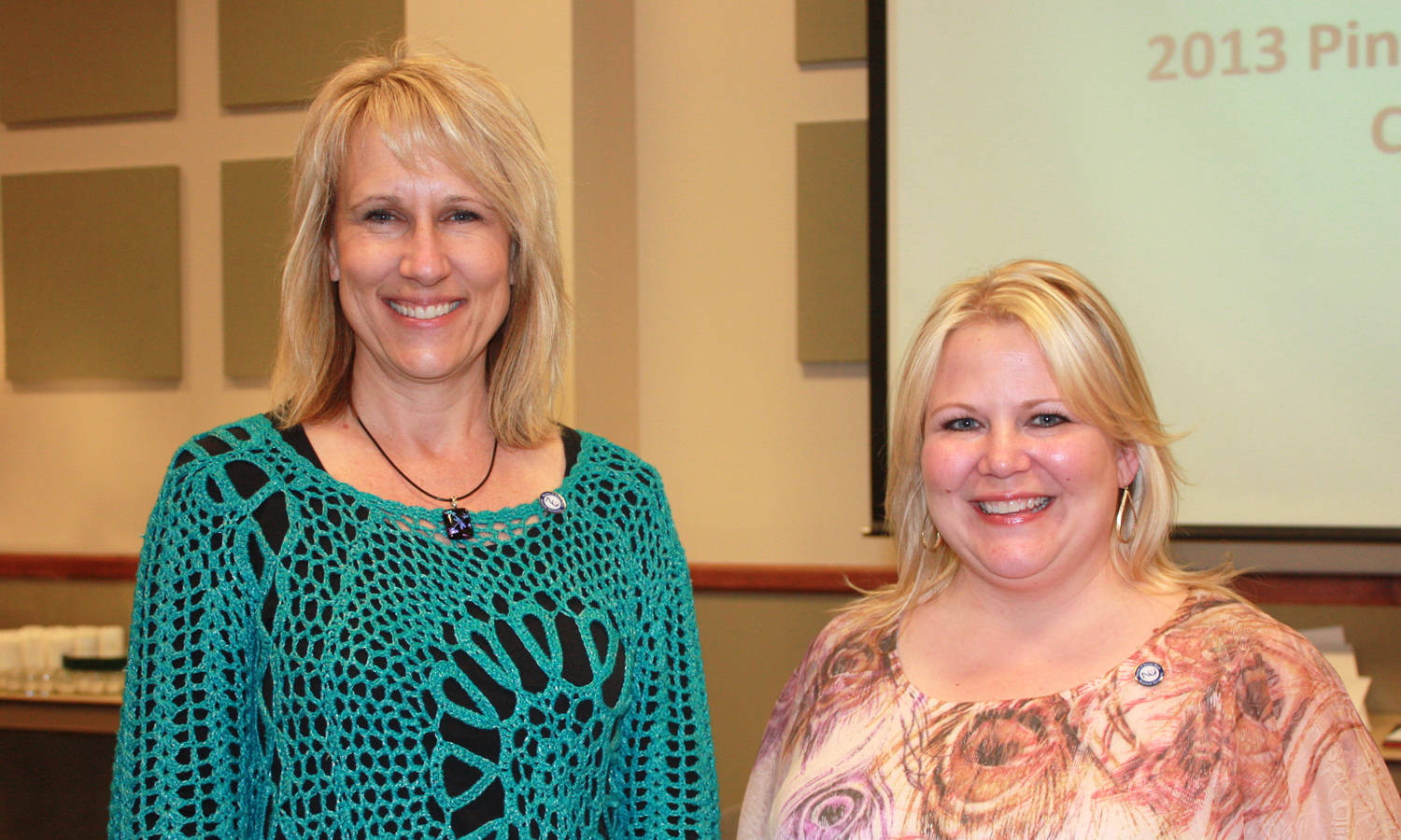 MSW graduates from Hutchinson who received pins were Sheri A. Krahn, left, and Libertee D. Thompson.