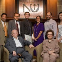 Fran and Geri Jabara, seated, enjoyed meeting recipients of the Ablah Awards and learning of their plans for the future. This photo from 2010 shows the Jabaras with, standing, l-r: former Vice President for University Advancement Tom Borrego; Professor Emeritus (Biology) Surrendra Singh, Ph.D.; award recipient Joseph Baalmann; Newman President Noreen M. Carrocci, Ph.D.; former Professor of Chemistry John Leyba, Ph.D., and award recipient Barbara Nguyen.