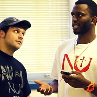 360 Five hosts Justin Ralph (l) and Jalen Love (r) focus on Newman campus life and have a lot fun while doing it.