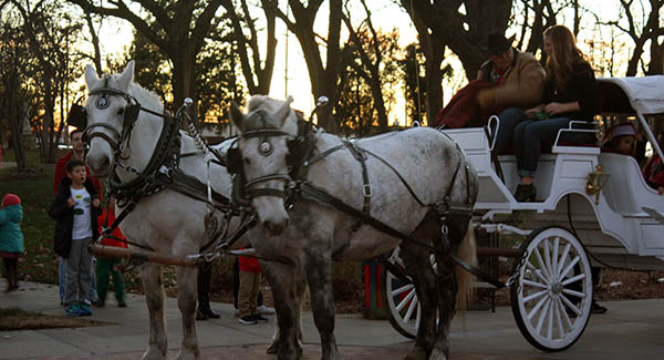 Horse-drawn carriage rides circled campus during Sunday's party.