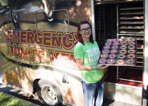 The 'Emergency Donut Vehicle' from Hurts Donuts was a popular spot during the move in. Newman provided the free donuts to students, parents, faculty and staff for the move-in.