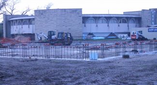 Construction site for new Bishop Gerber Science building.