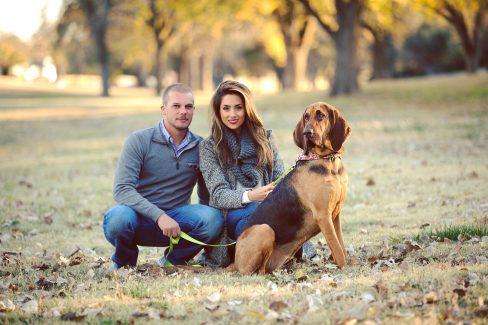 Gabriella with her fiancé Devin and their dog Skye.