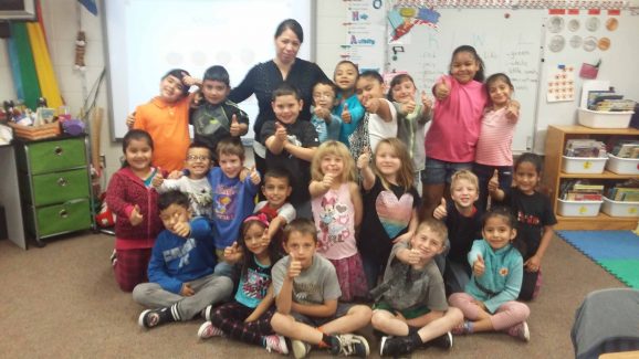 Maria Martinez with her student teaching class.
