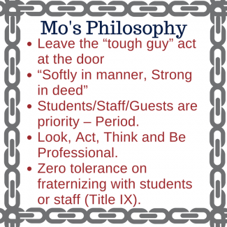 Floyd shared his philosophy on campus security with the new team members in a PowerPoint presentation.