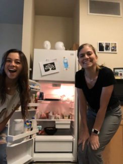 Xime Name and roommate Claire Setter keep their Fugate fridge stocked all semester long.