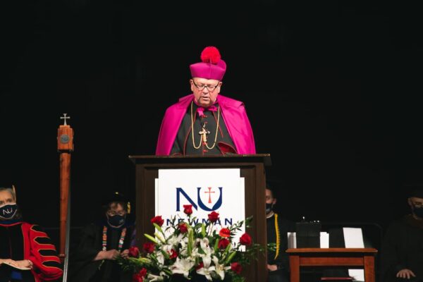 Bishop of the Catholic Diocese of Wichita, Most Rev. Carl A. Kemme, receives the honorary degree of Doctor of Humane Letters, honoris causa.