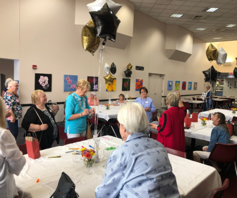 The women of Sacred Heart Academy celebrated the year of their 75th birthdays in the Mabee Dining Center on campus.