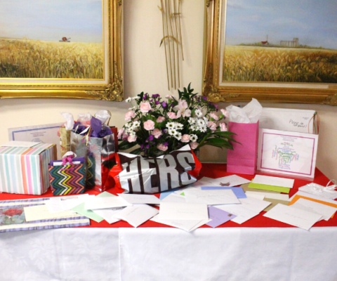 Sister Jenny's fellow sisters prepared a shower of gifts for her during the luncheon.