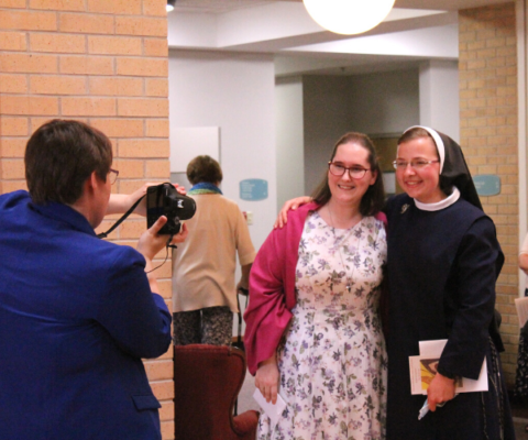 Sister Jenny has her photo taken following the ceremony.