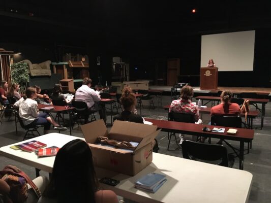 Students and faculty gathered in the Jabara Black Box Theatre to share their published works in Coelacanth.