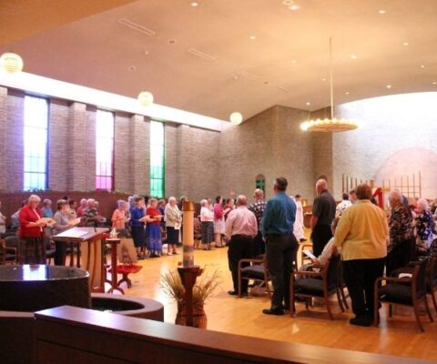 Guests gather in the Chapel of the New Covenant for Sister Jenny Sellaro, ASC, as she makes her perpetual vows.