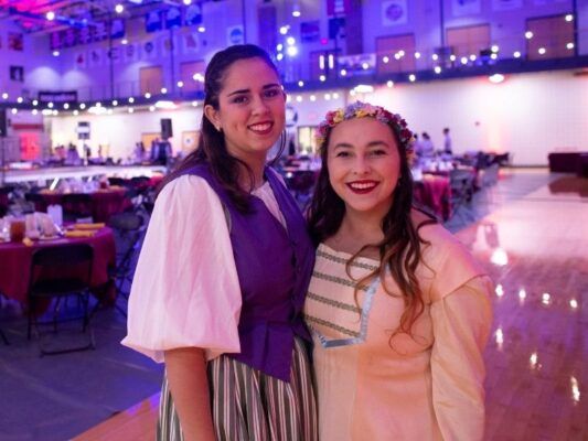 Newman students dress in 15th and 16th century Renaissance attire at the 2019 Party on the Plaza.