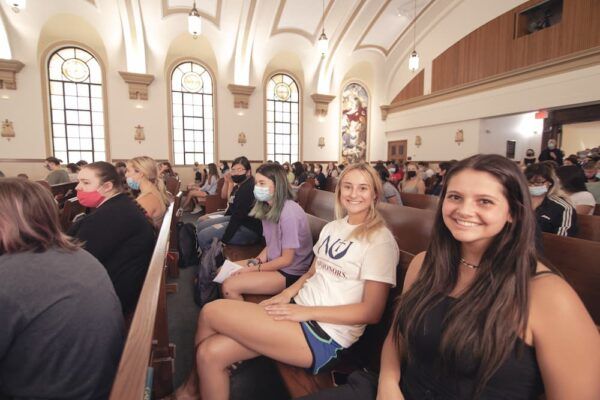 Students in attendance at the Mass of the Holy Spirit in St. John's Chapel.