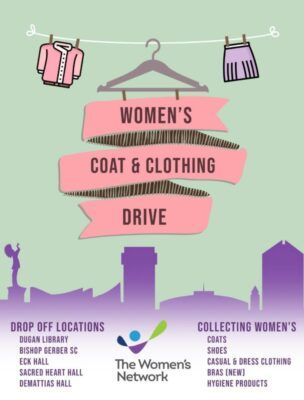 A poster design of the women's coat and clothing drive for The Women's Network.