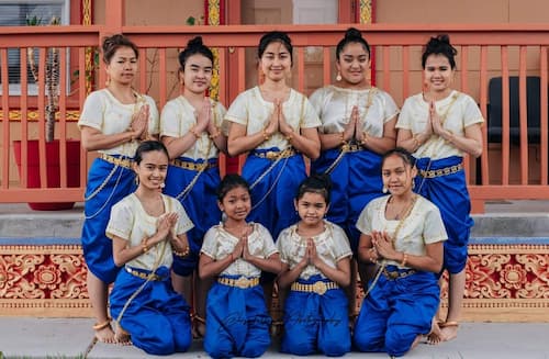 Mai Dao (back row, middle) is involved with Robam Munivongsa, a traditional Cambodian dance troupe in Wichita.