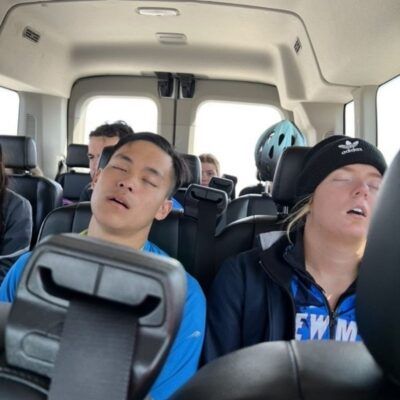 Everyone packed into the van and heading back to Newman. Everyone was really tired at this point.