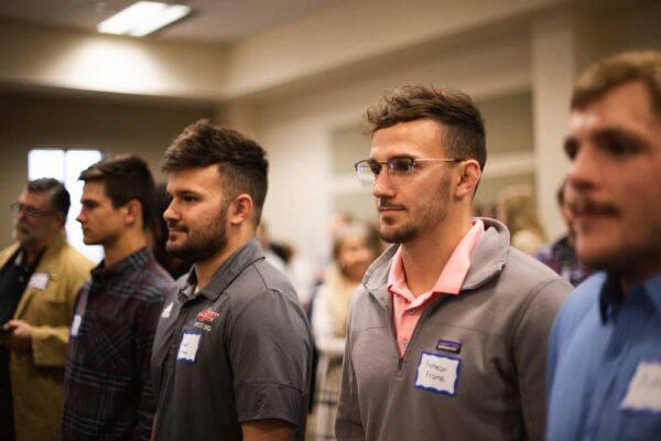 Students attend a Data Professionals of Wichita event on the Newman University campus, March 2022.