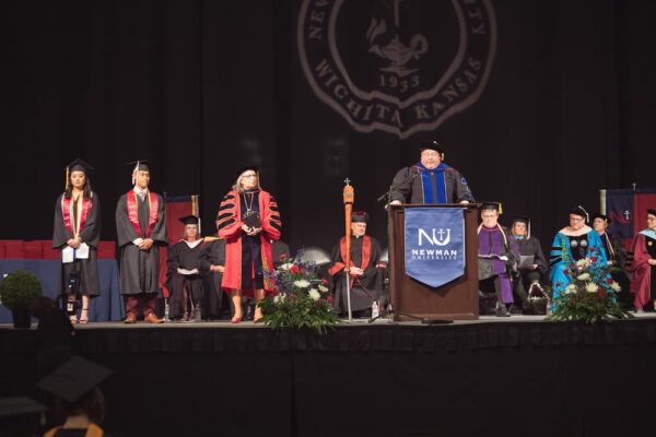 Alden Stout experienced his first Newman Commencement ceremony as vice president of academic affairs.