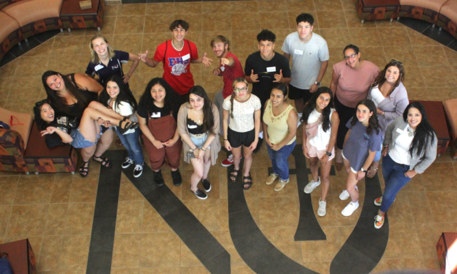 Mata (pictured far right) with students of the Elevate to Excellence program at Newman.