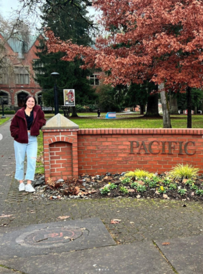 Lauren Esfeld stands outside of the Pacific University College of Optometry in Oregon. (Courtesy photo)