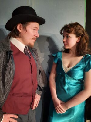 Austin Schwartz as "Inspector Hound" and Emily Maddux as "Lady Muldoon." (Courtesy photo)
