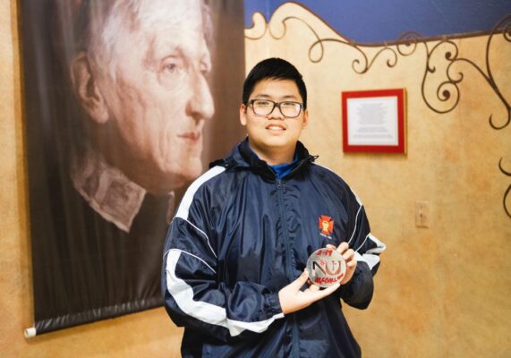 An Tran won $100 in the Heritage Month scavenger hunt when he found the hidden Newman medallion on Feb. 10, the final day of the search.