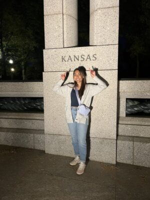 Valle poses with Kansas sign in D.C. 