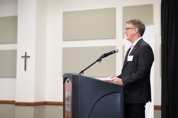 J.V. Johnston speaks at the recent Scholarship Luncheon.