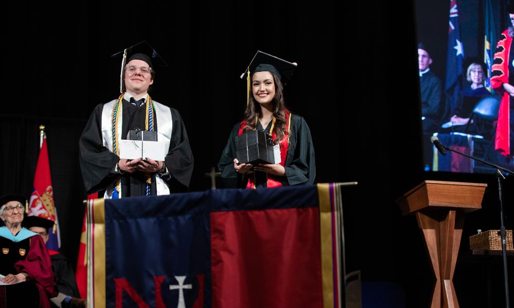 Talia Powers received the 2023 Leona J. Ablah Award at Newman University commencement.