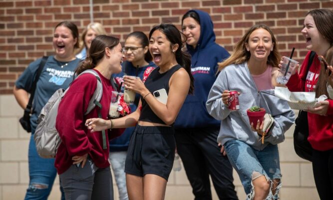Laughing students enjoy Newman University Spring Fling