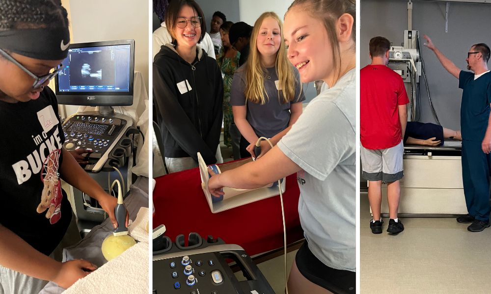 Students of The Independent School participate in the Introduction to Health Care Professions camp at Newman University.