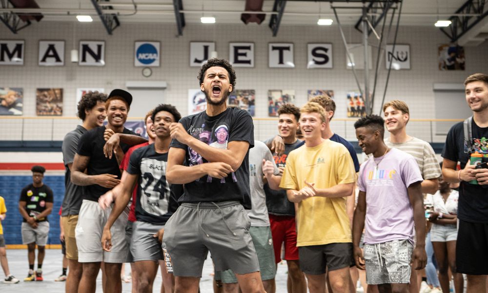 Excited students fill the Fugate Gymnasium during 2022 orientation day.