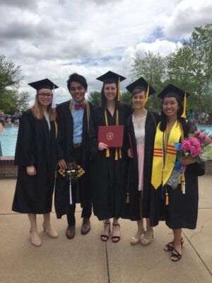 (From left to right) 2019 graduates Linnea Ristow, Anthony Navarrete, Laura Shine, Sara Crook and Annie Dang. (Courtesy photo)