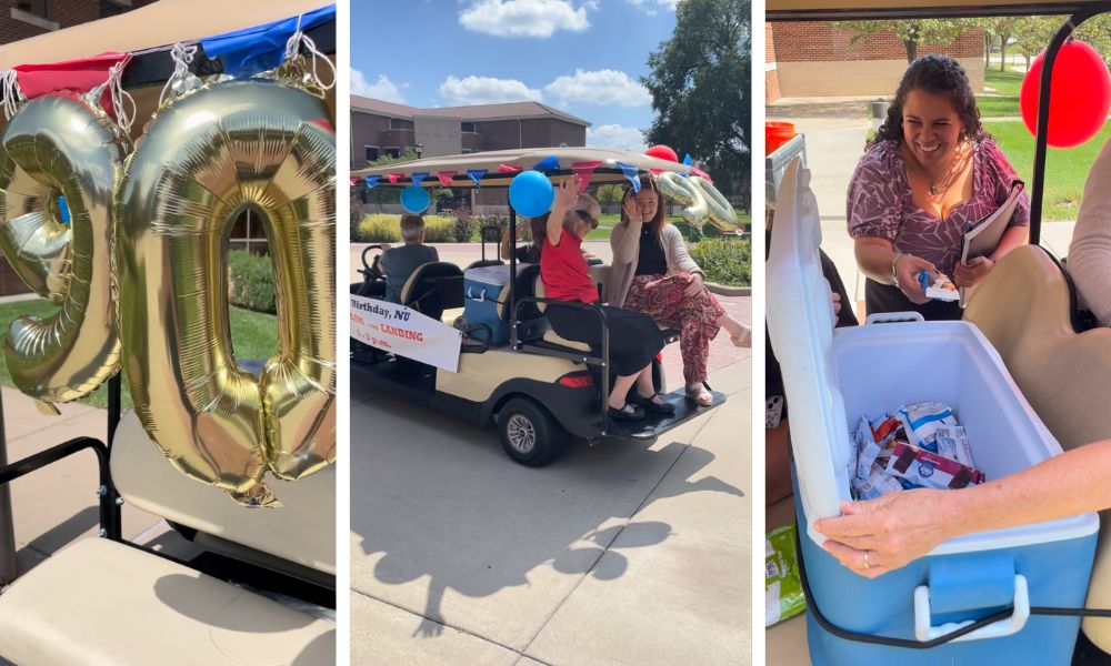 ASC Sisters and students cruise campus via golf cart to deliver ice cream treats.