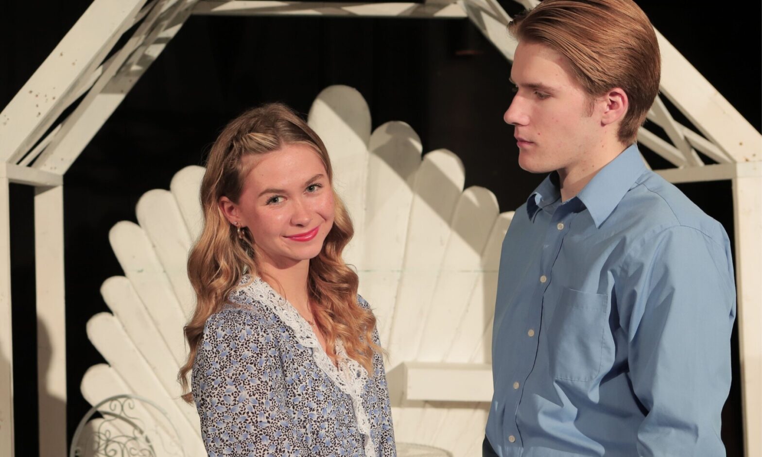 First-year student Alexandra Harter plays Ann Deever while senior Hunter Bartholomew plays Chris Keller in "All My Sons."