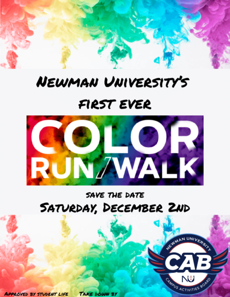 Newman University's first-ever color run/walk is on Saturday, Dec. 2.