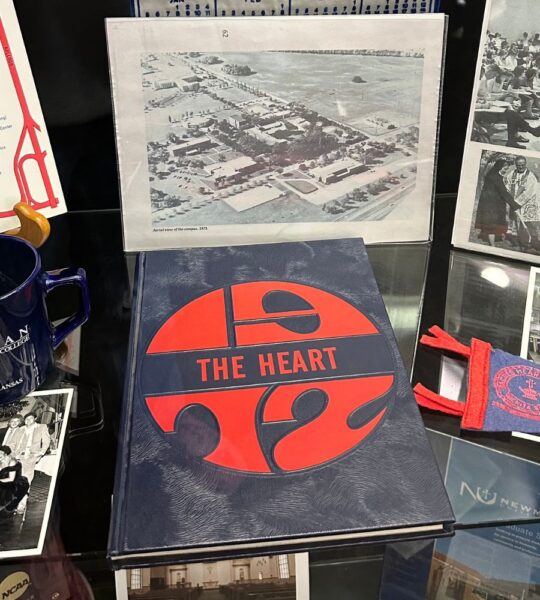 A 1972 yearbook, "The Heart" features photos of students and events throughout the year. 