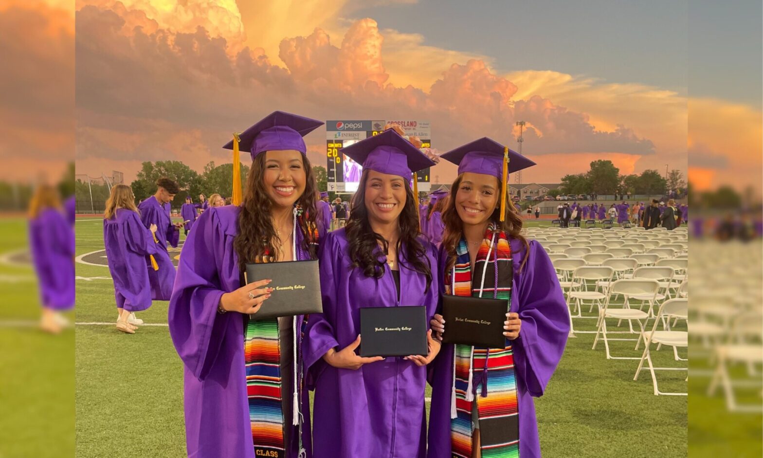 (From left to right) Family members Alondra Lopez-Gomez, Edith Castillo and Annette Castillo-Lopez graduate from Butler Community College at the same time. (Courtesy photo)
