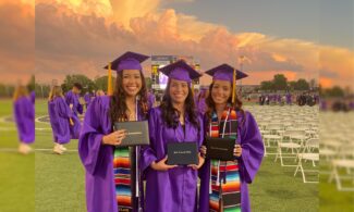 (From left to right) Family members Alondra Lopez-Gomez, Edith Castillo and Annette Castillo-Lopez graduate from Butler Community College at the same time. (Courtesy photo)