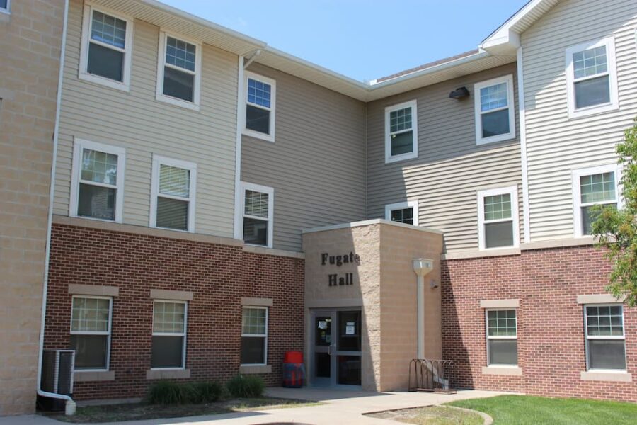Fugate Hall is for students 21 and older and is made up of two-bedroom apartments with students sharing one bathroom. 