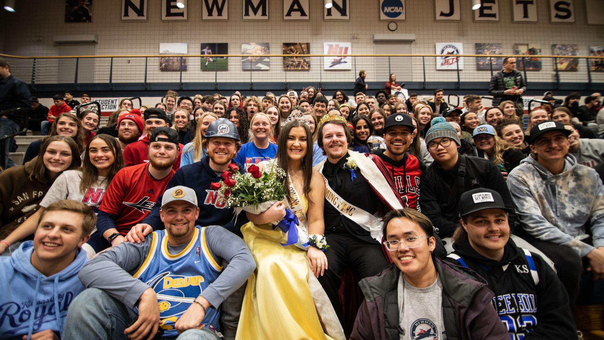 Students gather in the bleachers in Fugate Gymnasium following the crowning of the homecoming king and queen.