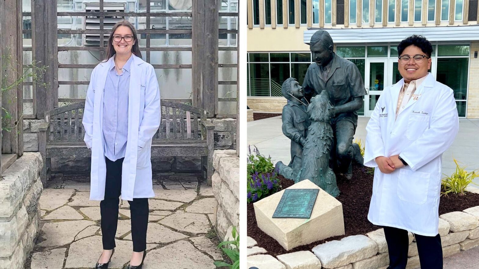 (From left to right) Hanah Huber and Kenneth Santiago are Newman University graduates and soon-to-be graduates of the Kansas State University veterinary program.