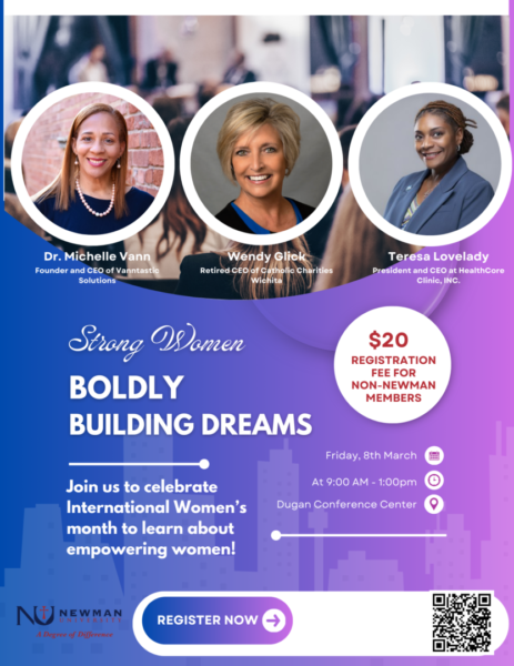 Poster infographic for the event, "Strong Women Boldly Building Dreams." 