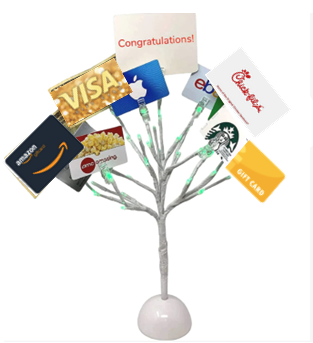 A tree of gift cards