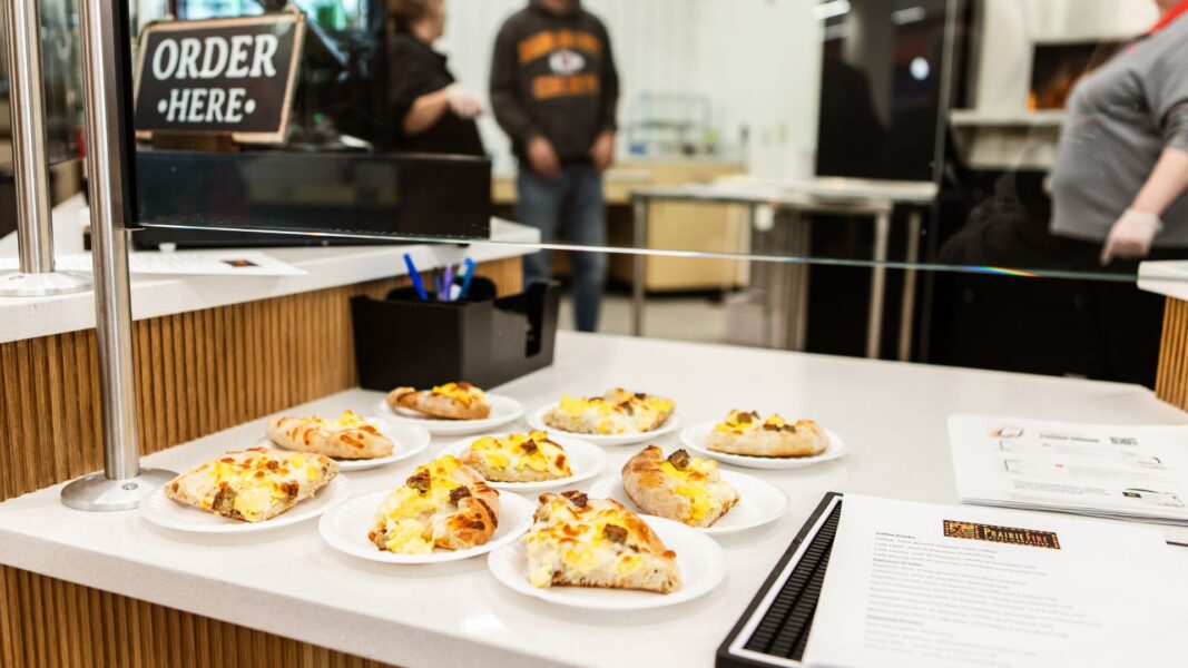Breakfast pizzas served hot at the Sacred Grounds Coffee & Cafe.