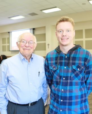 Dr. Larry Heck with his student scholarship recipient Steven Brown '27