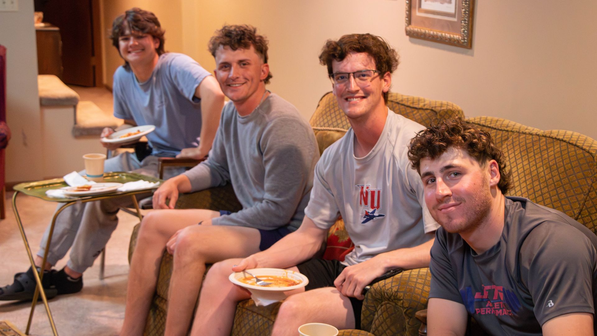 Students gather at The Landing for a spaghetti supper hosted by the ASC sisters.